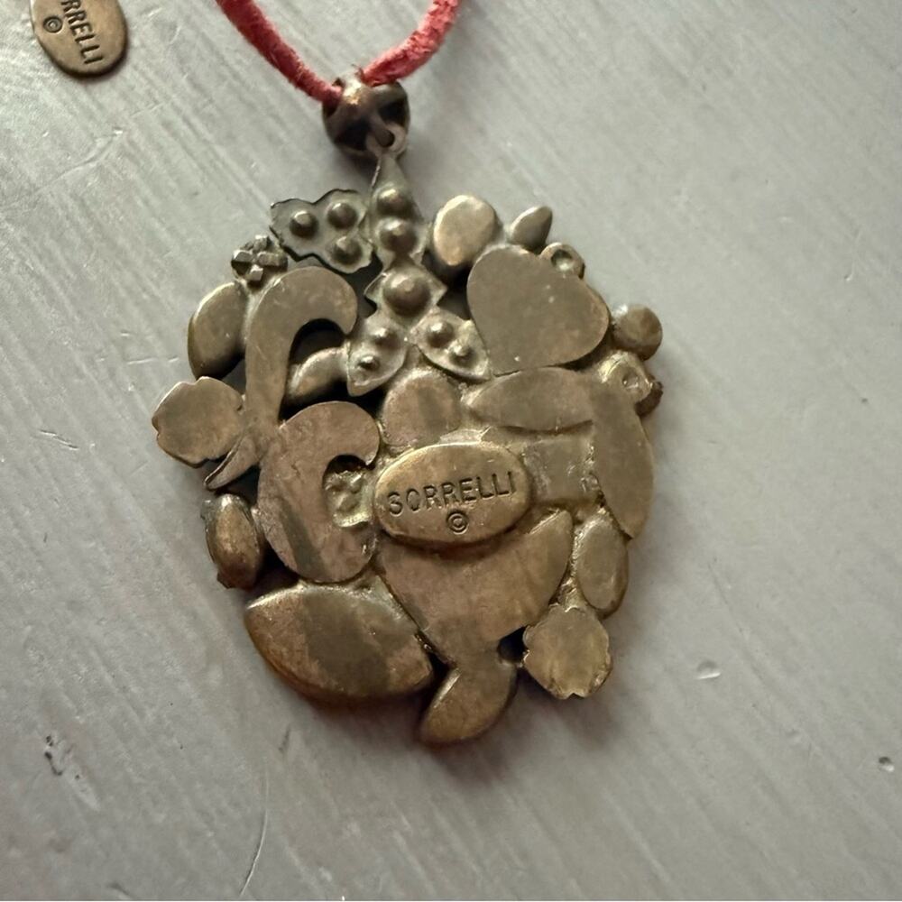 Sorrelli Brass Tone Crystal Pendant & Leather Necklace - Picture 7 of 7